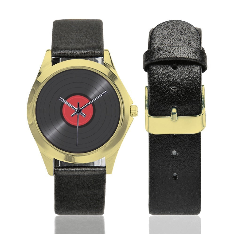 Retro Vinyl Record Watch (Gold Color)