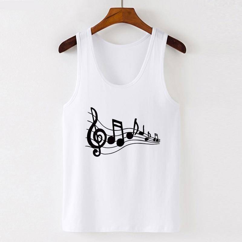 Music Notes Print Tank Tops
