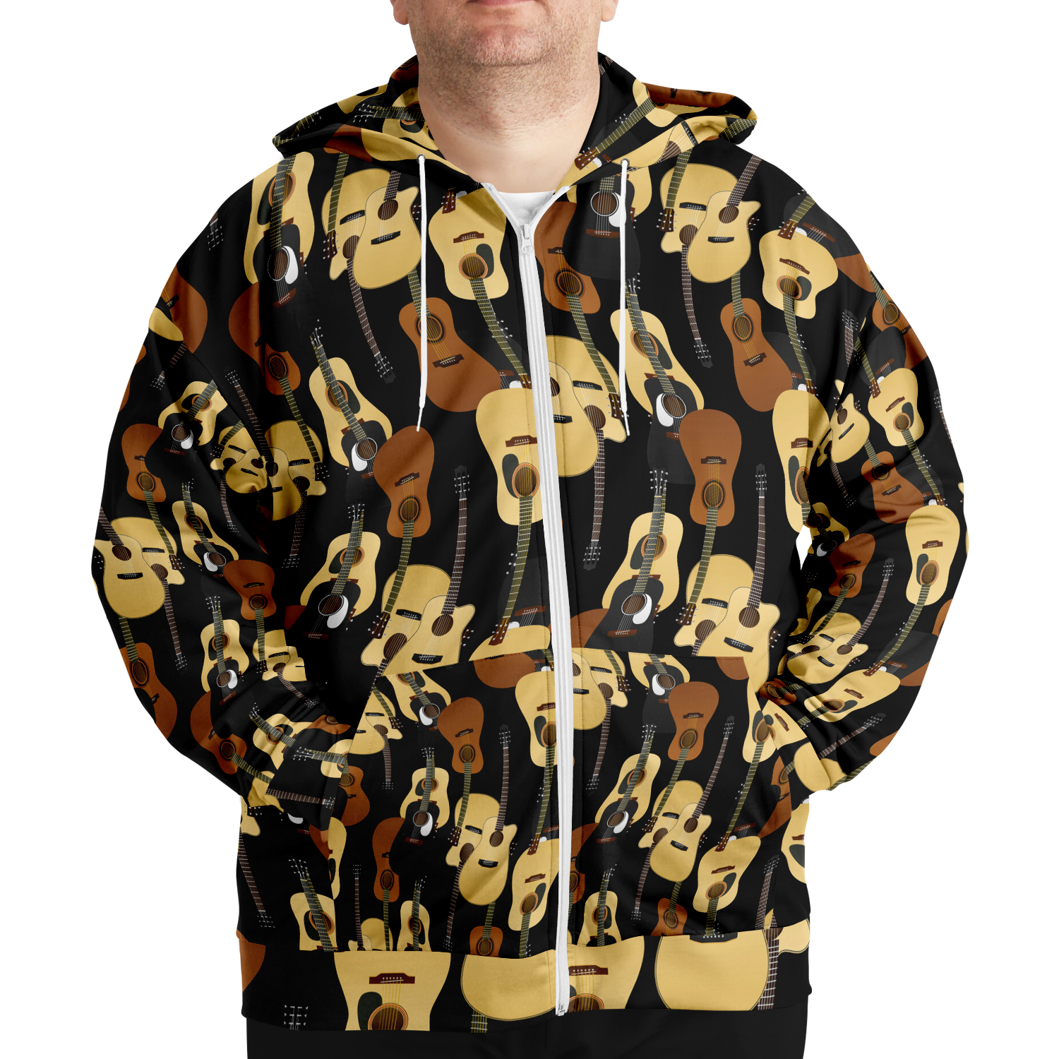 Guitar Wave Plus-Size Zip Hoodie