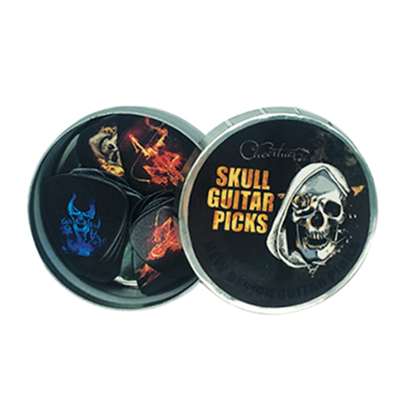 Flame Skull Black Guitar Picks Set