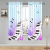 Purple Piano Music Gauze Curtain 28"x63" (Two Pieces)