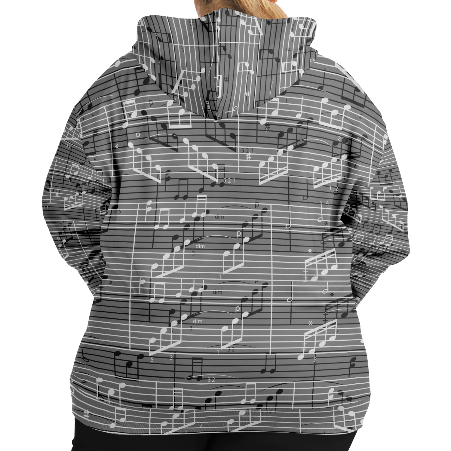 Music Sheet Grey Zip Hoodie