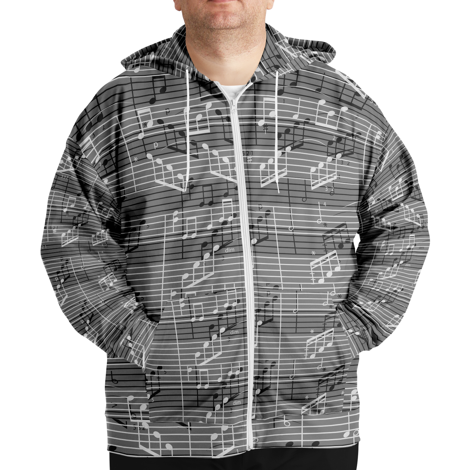 Music Sheet Grey Zip Hoodie