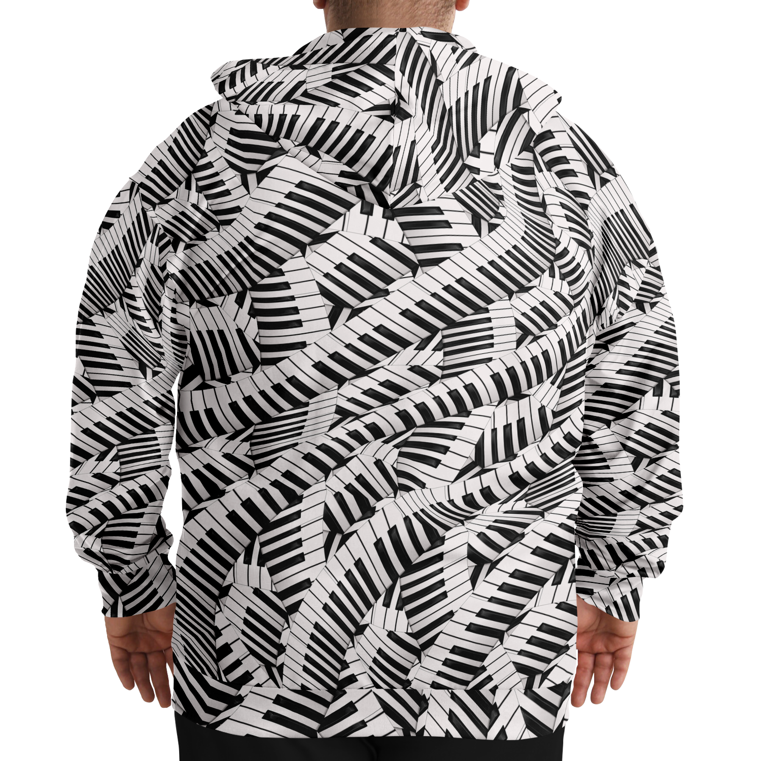 Piano Keys Wave Plus-Size Zip Hoodie