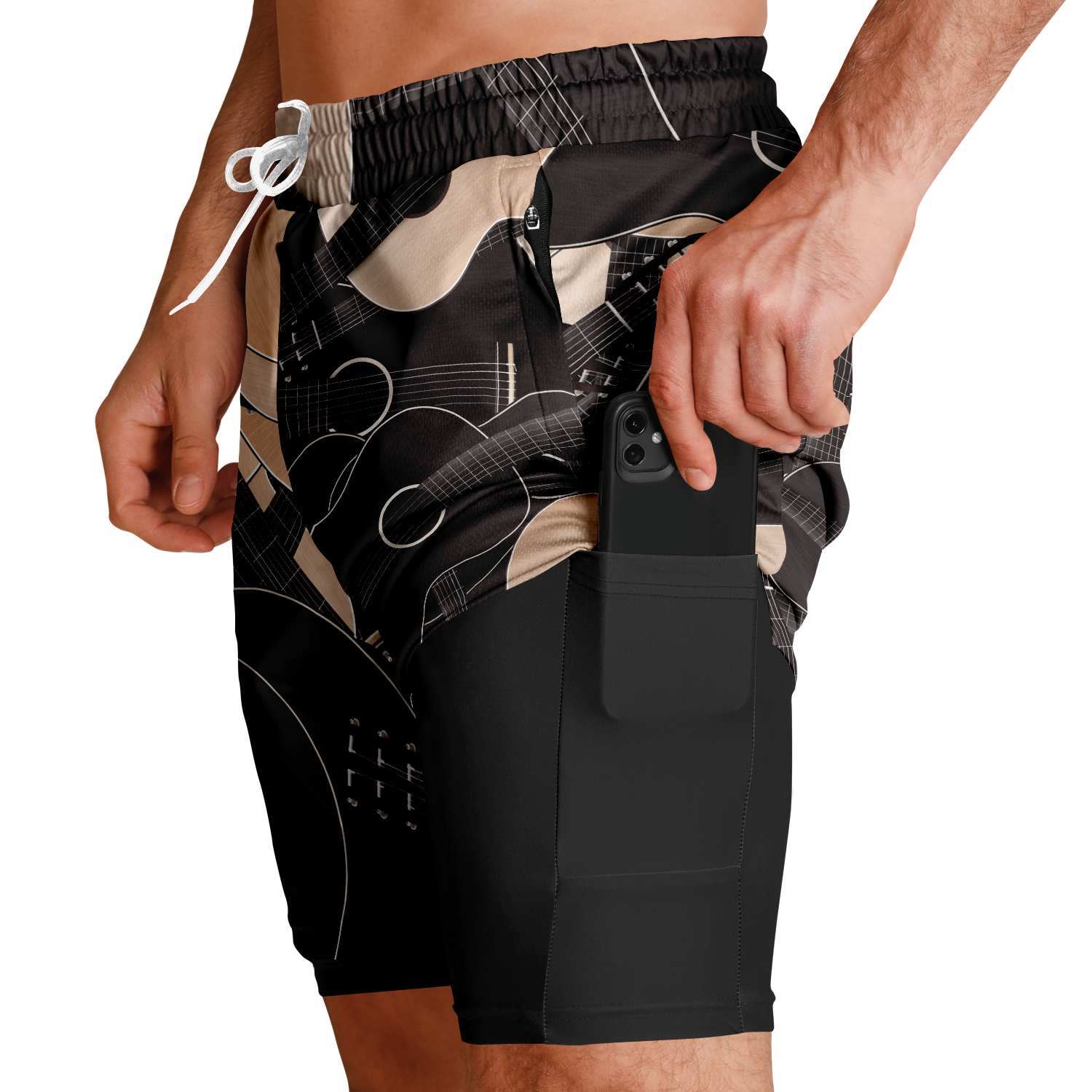 Guitar Pattern 2-In-1 Shorts