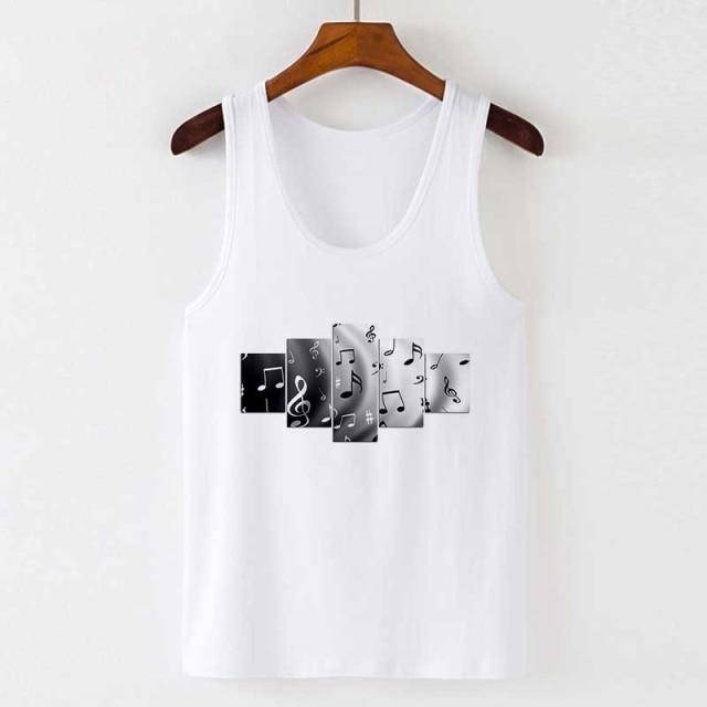 Music Notes Print Tank Tops