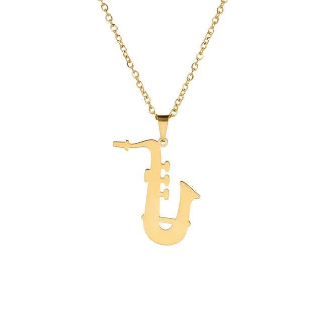 Stainless Steel Saxophone Necklace
