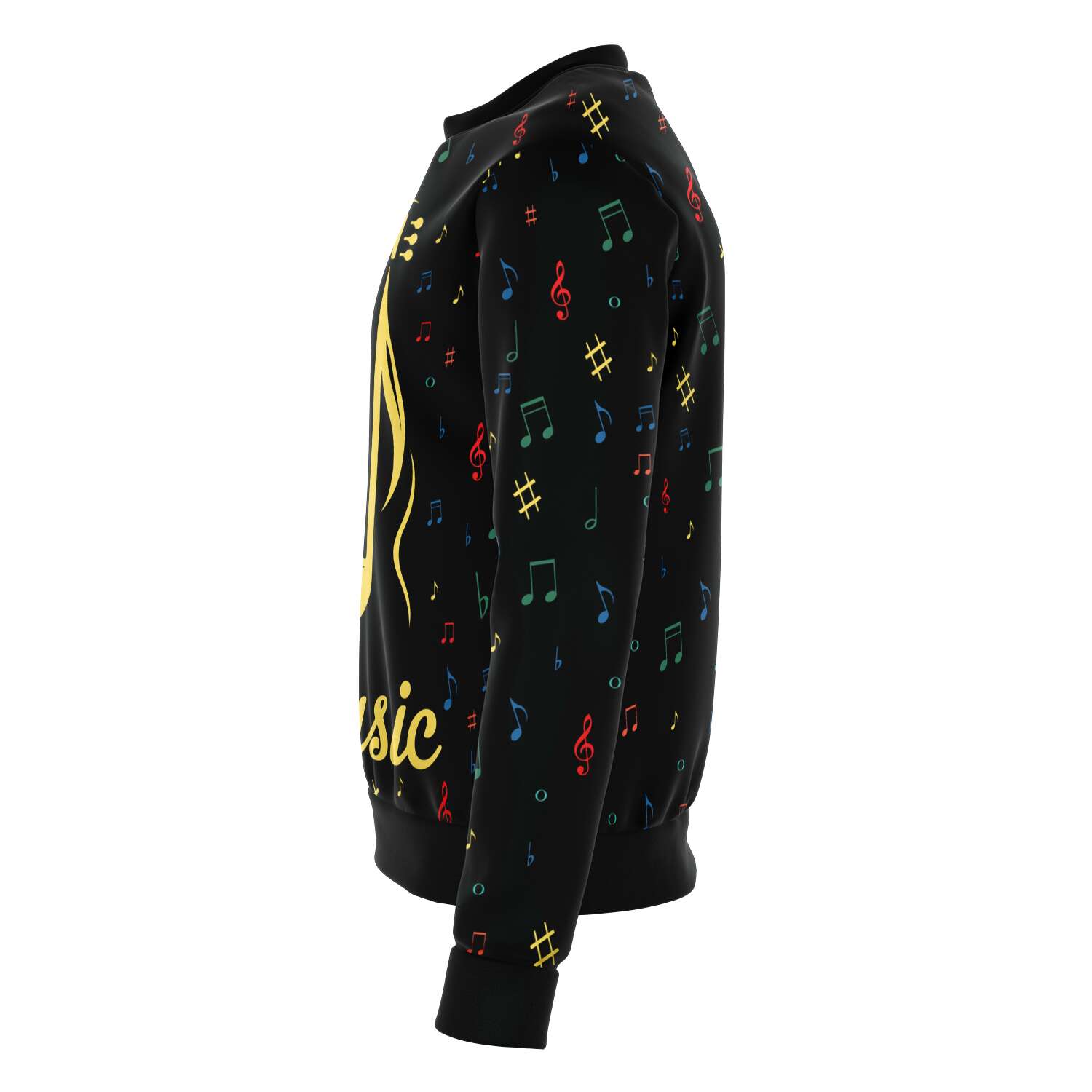 Violin Colorful Music Notes Black Sweatshirt