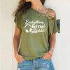 "Everything is Better With Music" Cross Bandage T-shirt - Green / S - { shop_name }} - Review