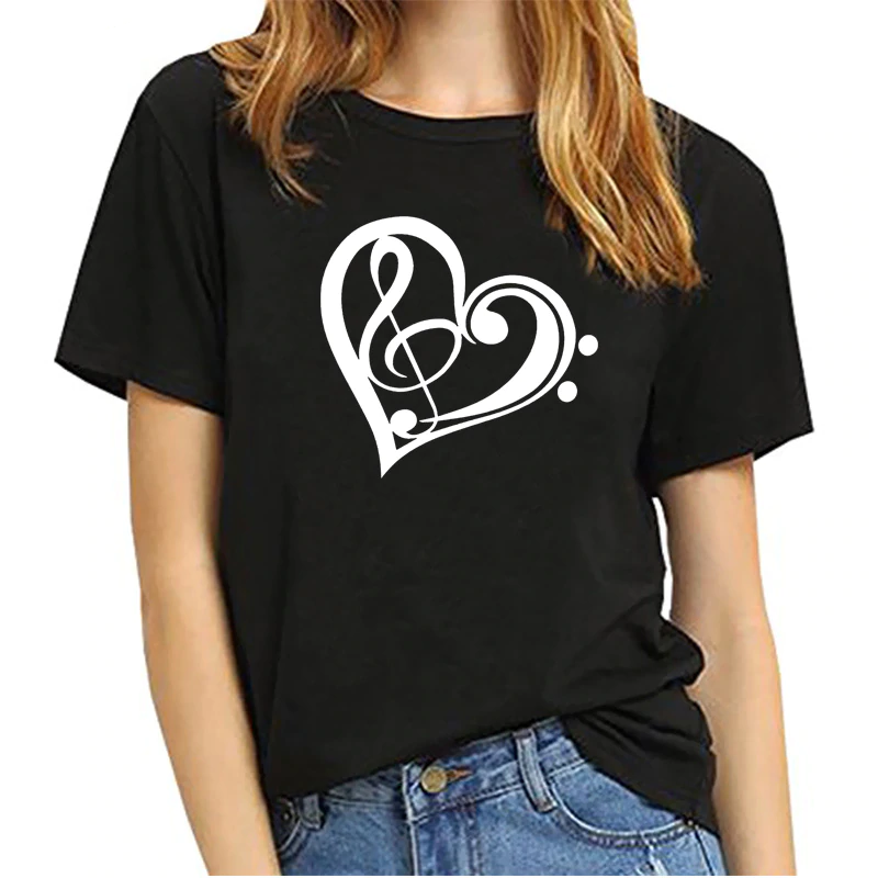 Heart-shaped Music Print T-shirt