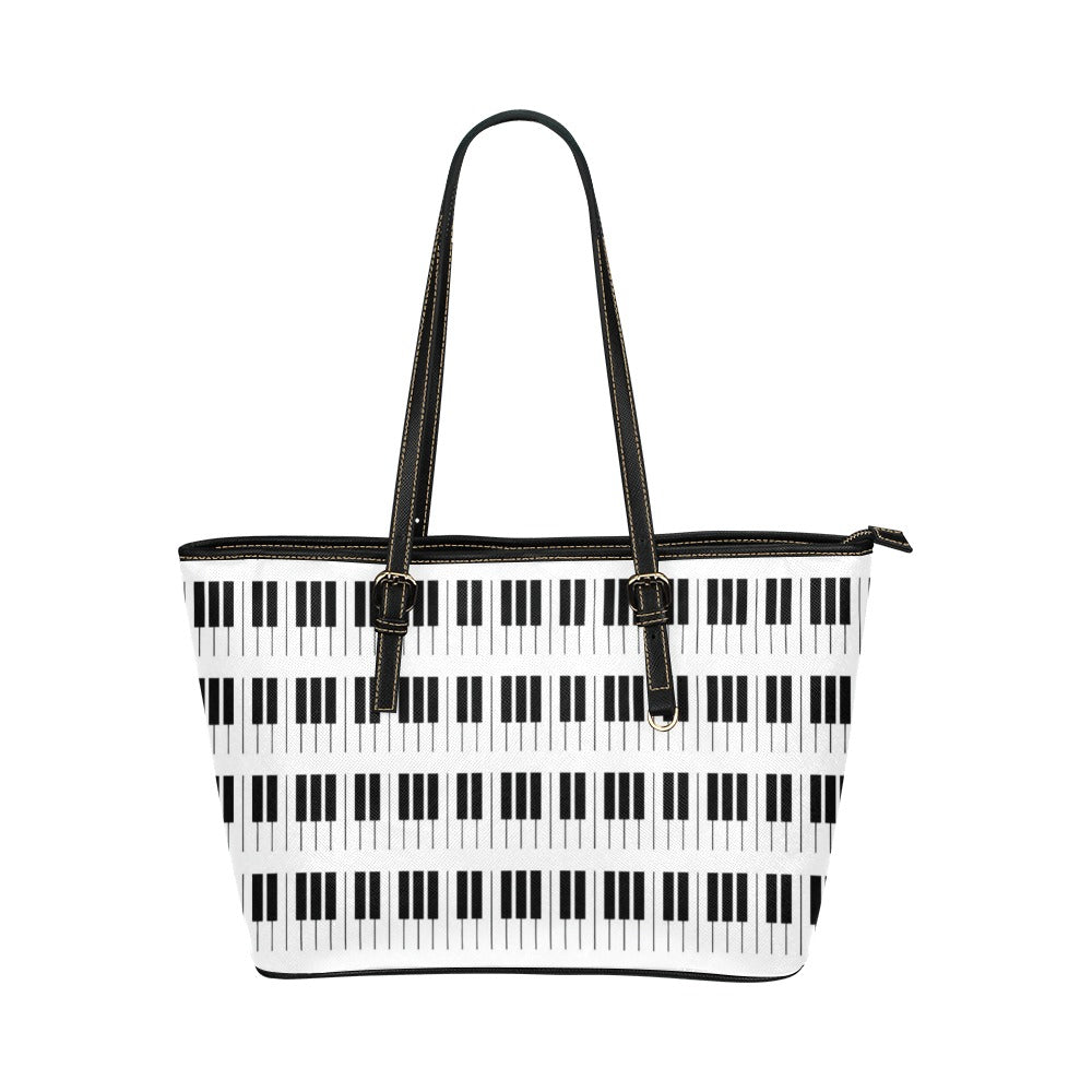 Piano Keys Leather Tote Bag
