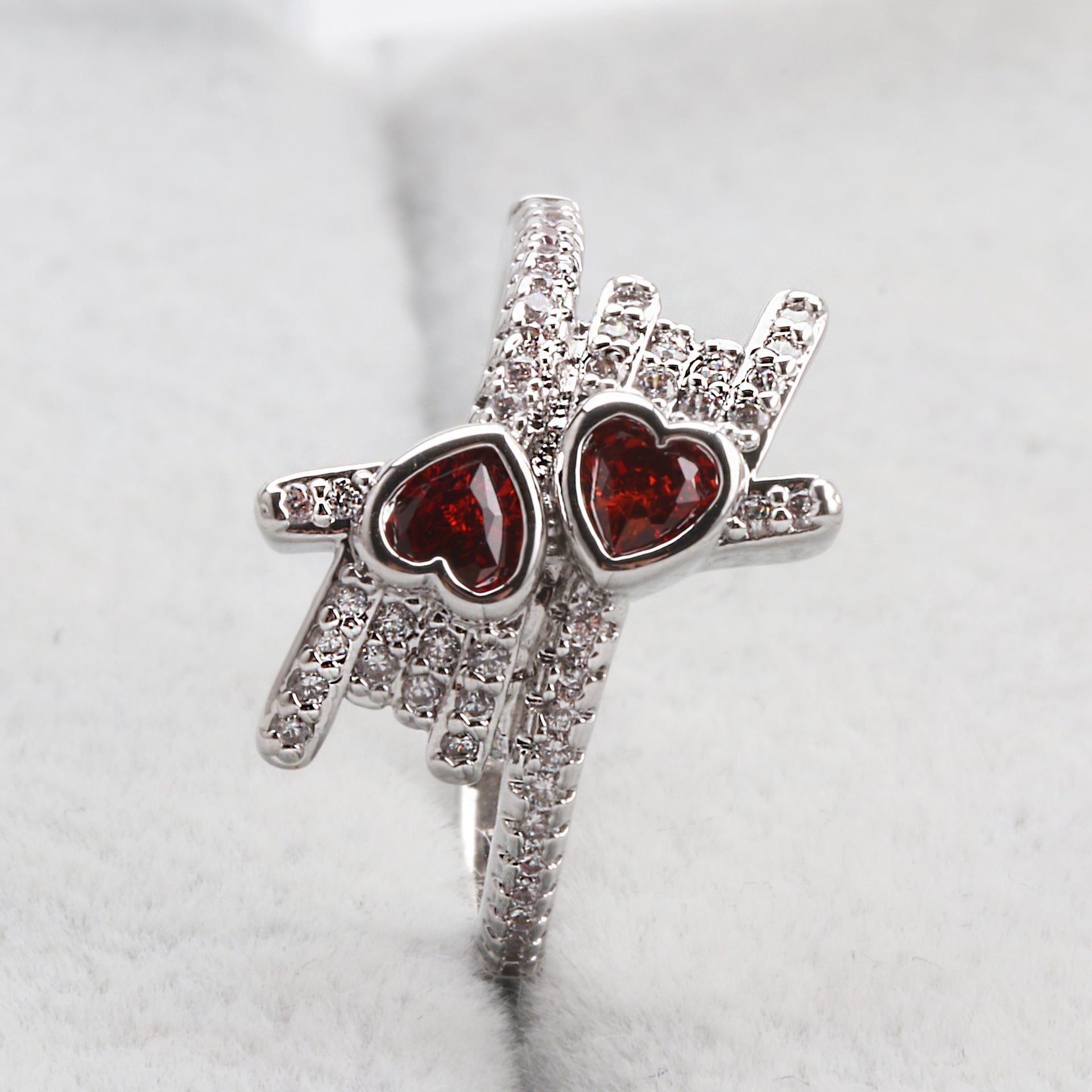 Red Heart Rock Gesture Ring