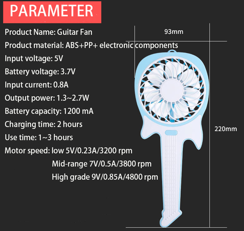 Guitar Mini Charging Fan