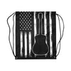 Guitar American Flag Drawstring Bags