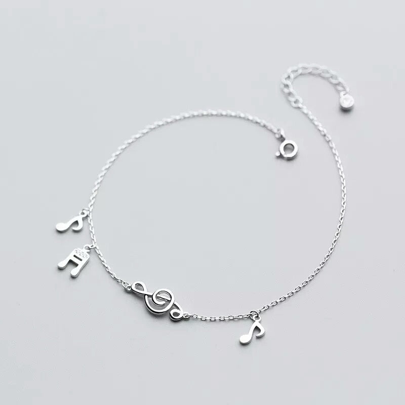 Silver Music Notes Anklet
