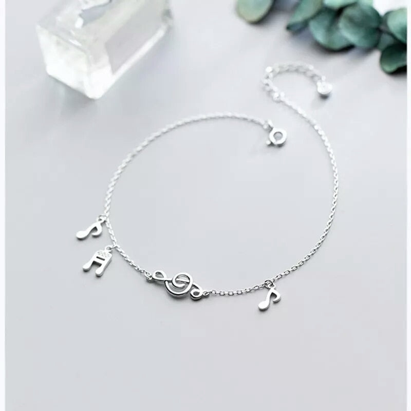 Silver Music Notes Anklet