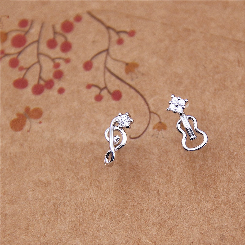 925 Sterling Silver Music Stud Earrings