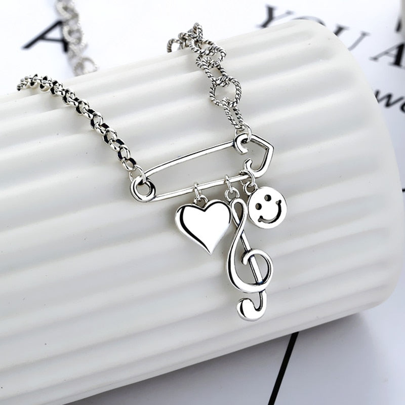 Smiley Music Notes Necklace