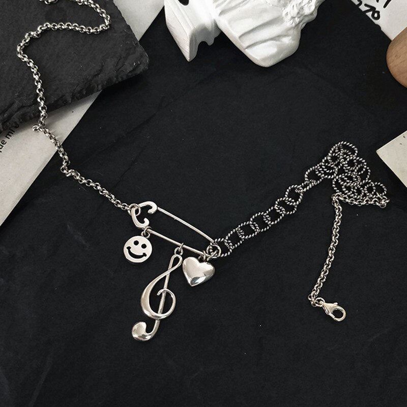 Smiley Music Notes Necklace