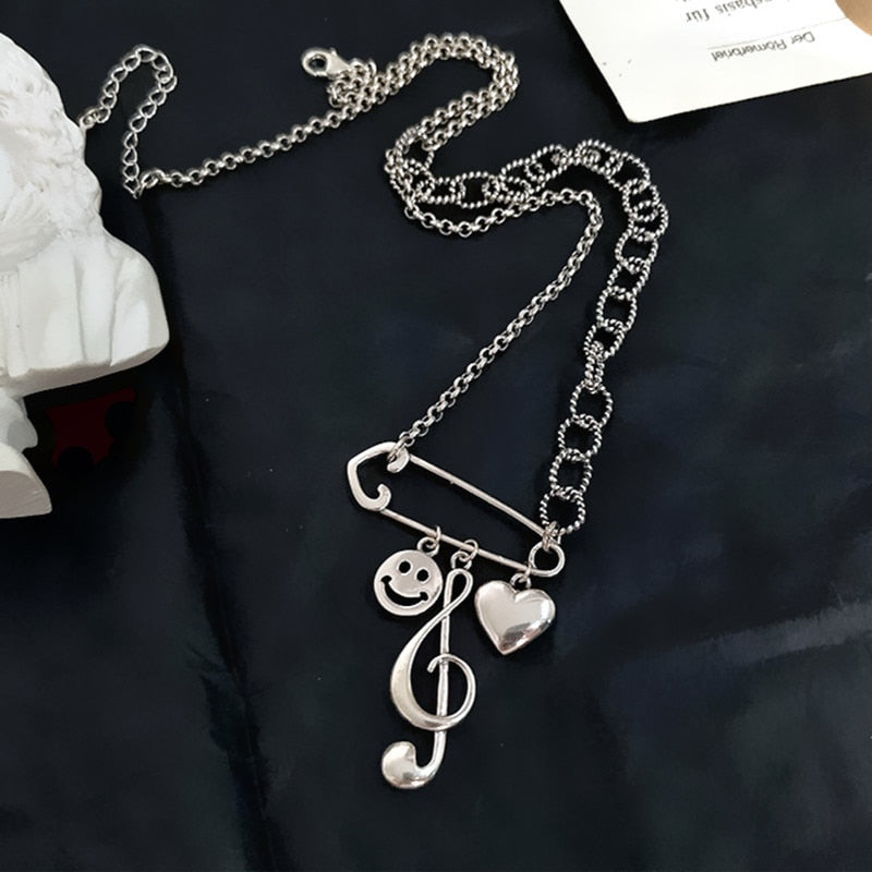 Smiley Music Notes Necklace