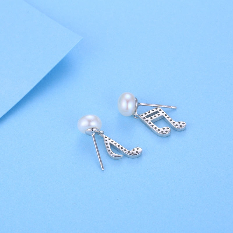 Music Note Silver Stud Earrings