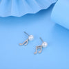 Music Note Silver Stud Earrings