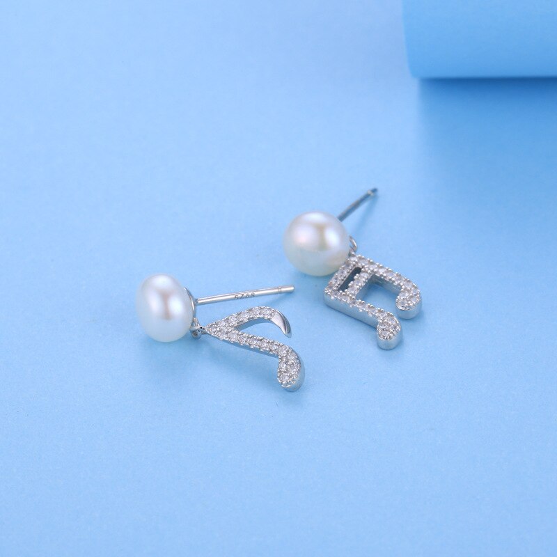 Music Note Silver Stud Earrings