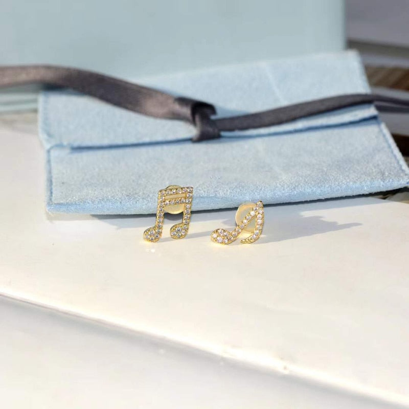 Musical Note Zircon Earrings