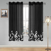 White Music Notes Gauze Curtain 28"x63" (Two Pieces)