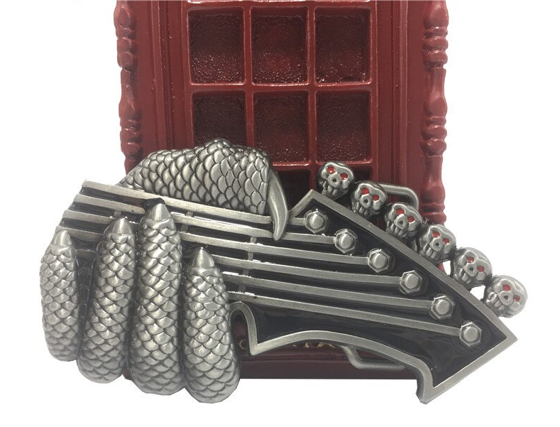 Guitar Skull Belt Buckle