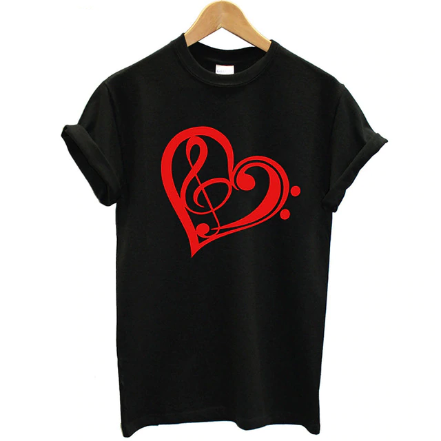 Heart-shaped Music Print T-shirt