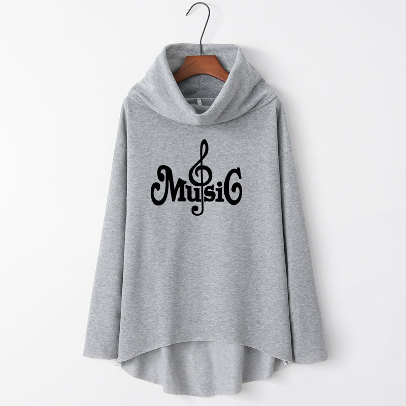 Creative Music Symbol Turtleneck Hoodie