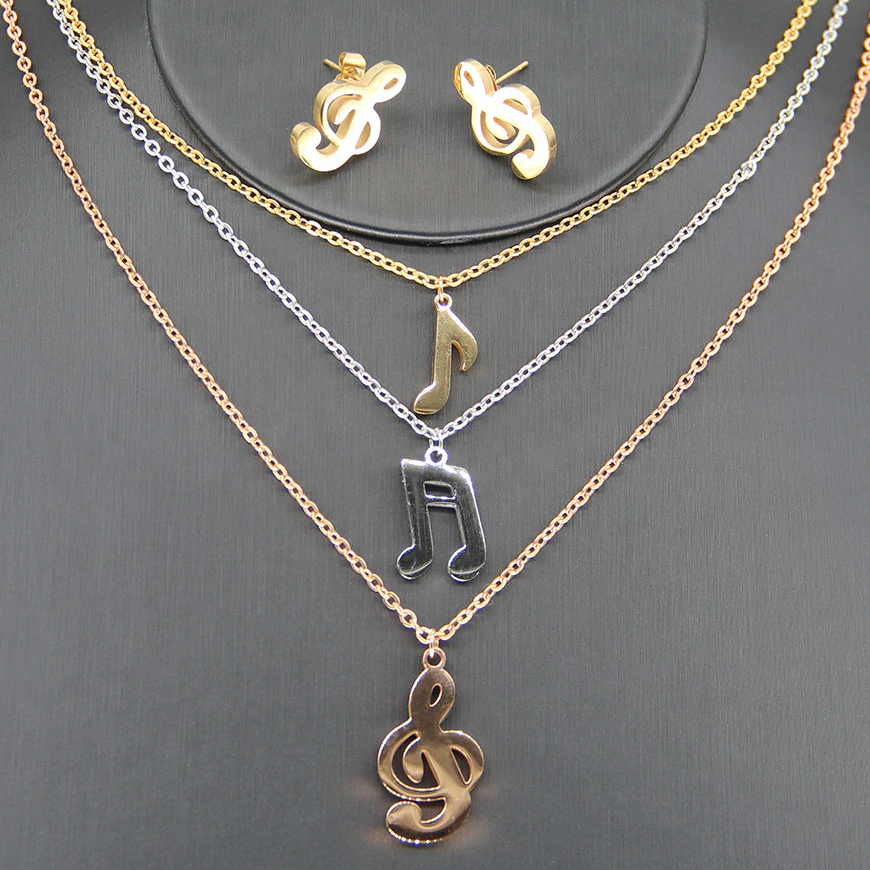 Music Notes Three Layers Jewelry Set