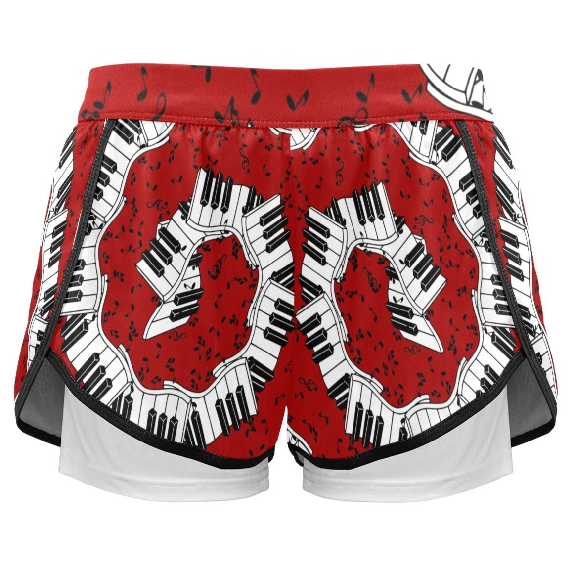 Music Piano Red Sports Shorts