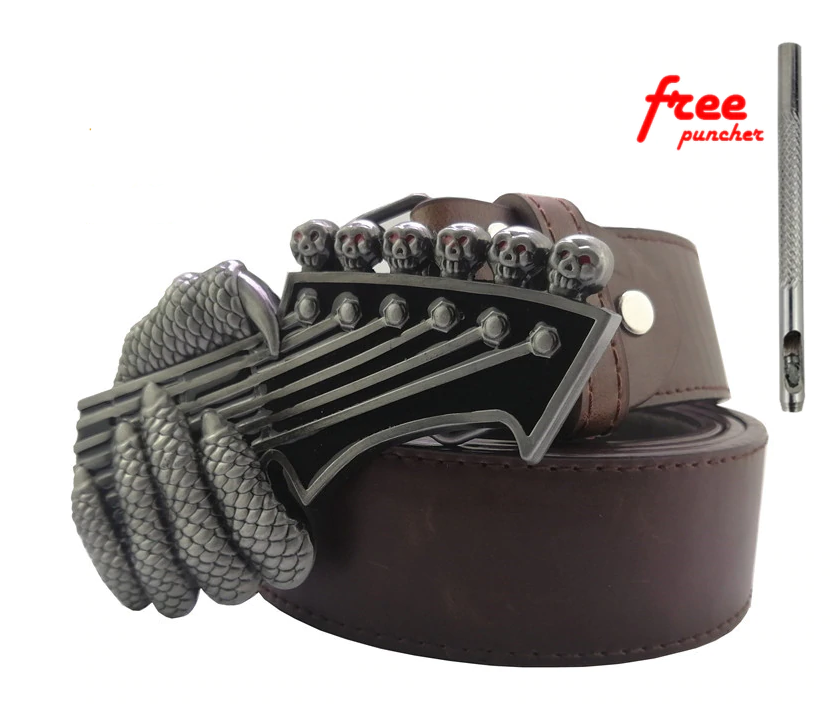 Guitar Skull Belt Buckle
