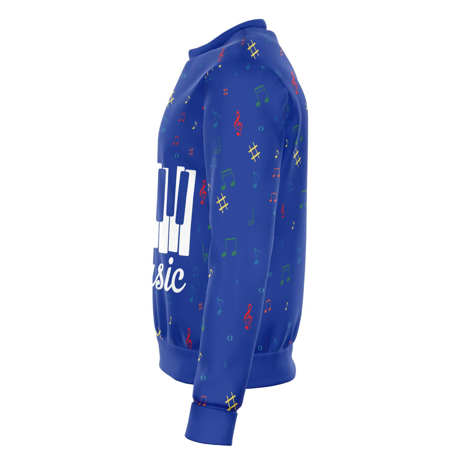 Colorful Music Notes Piano Keys Blue Sweatshirt