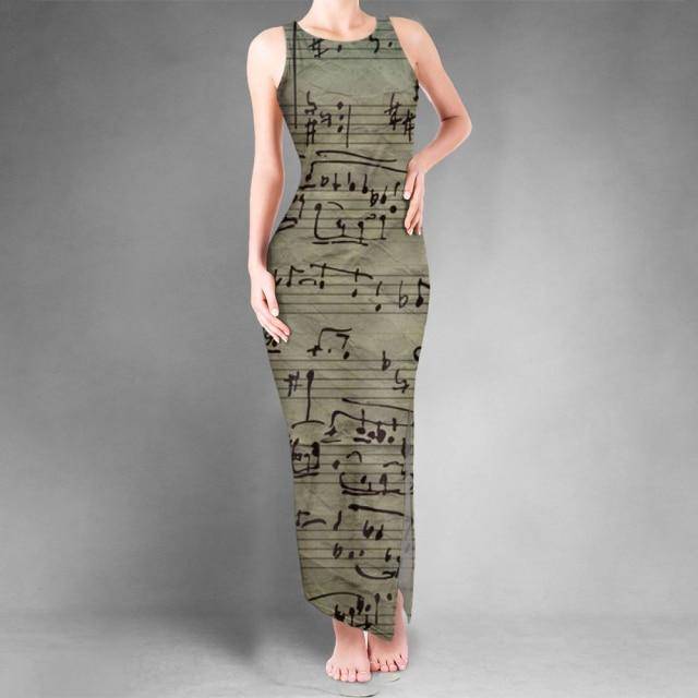 Music Notes Side-Slit Dress