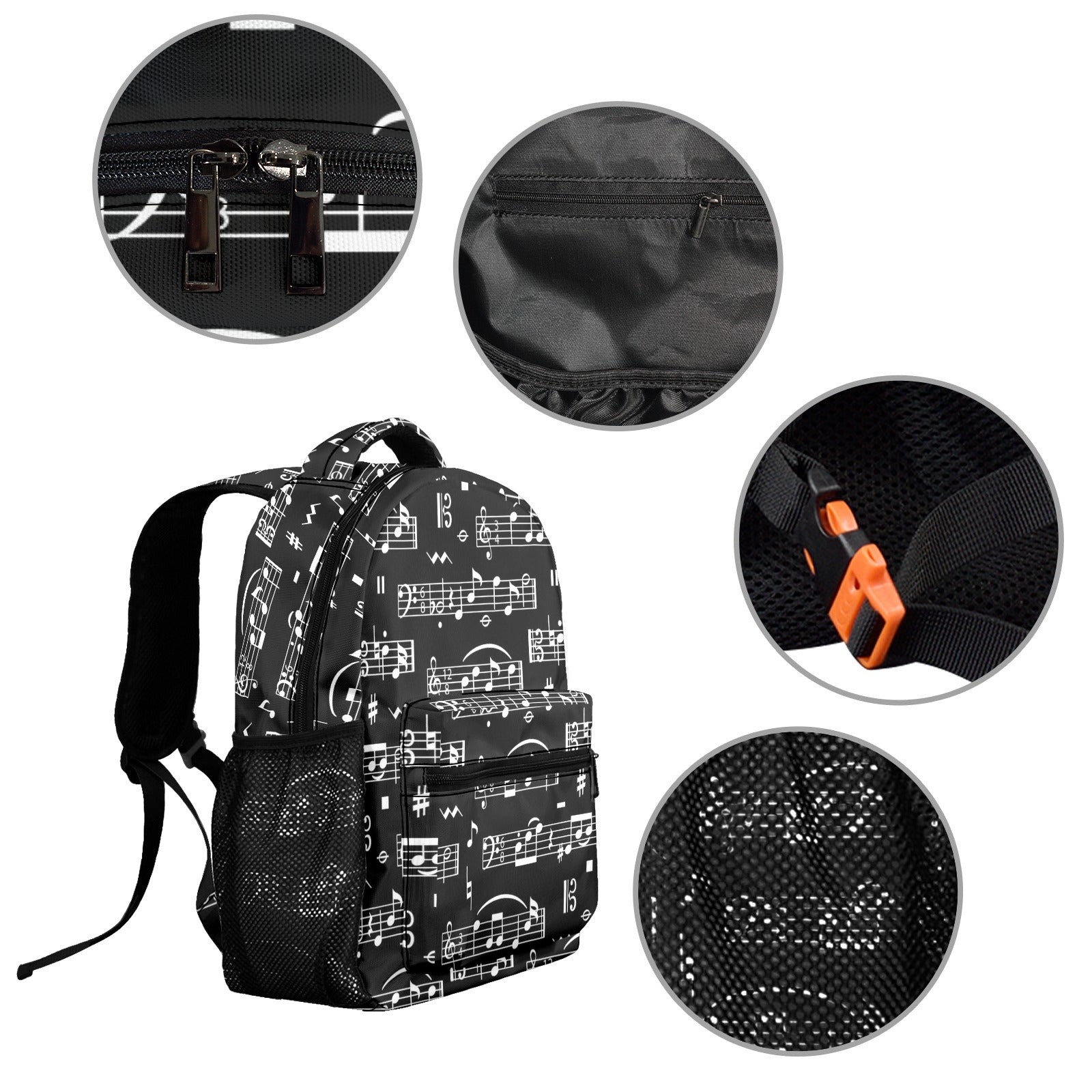 Black Music Scores 17-inch Casual Backpack