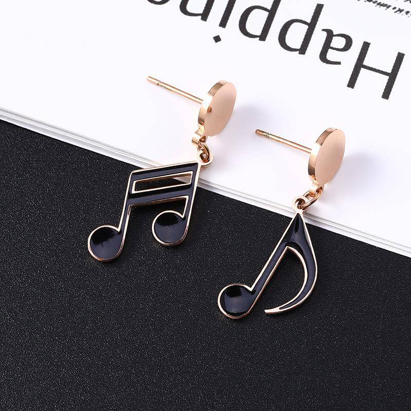 Titanium Steel Music Note Earrings