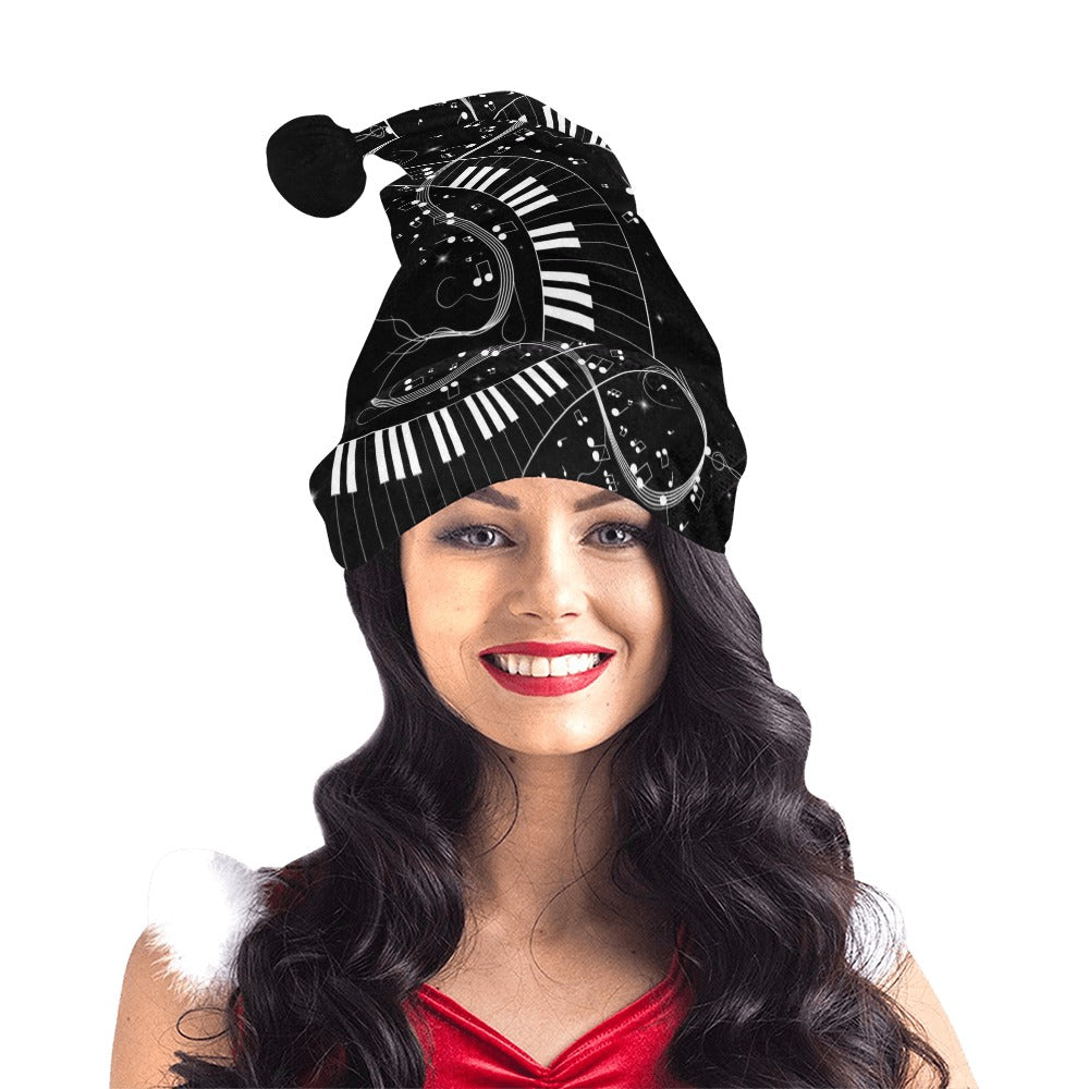 Music Notes Black Santa Hat