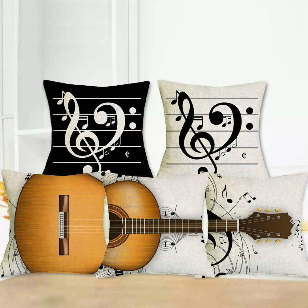 Guitar Musical Note Pillow Cover
