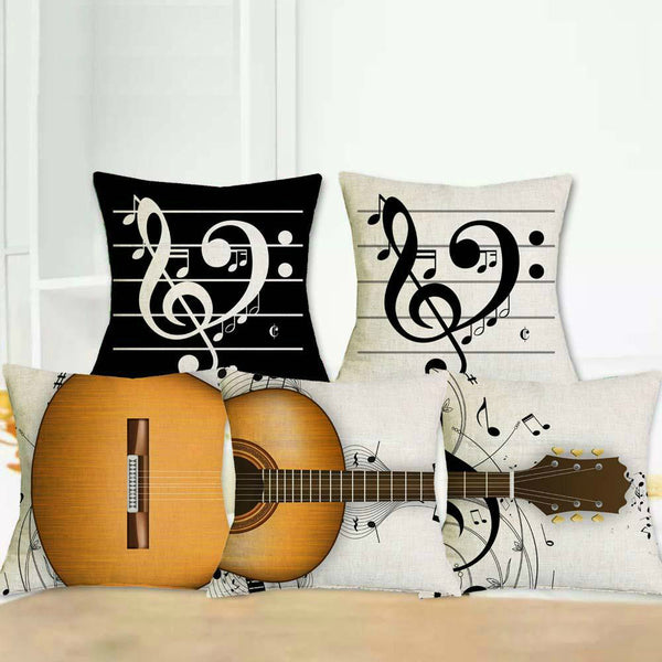 Guitar Musical Note Pillow Cover - Artistic Pod