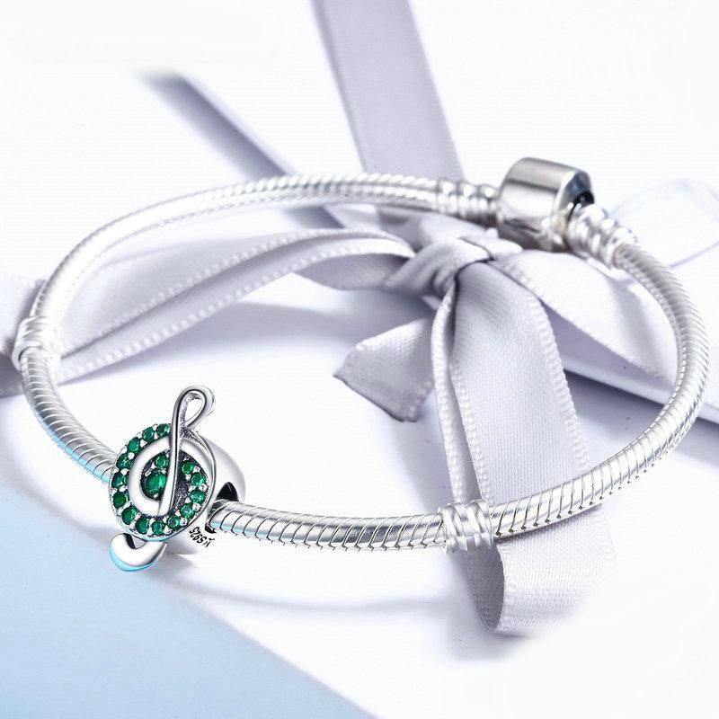 Music Note Green Beads Pendant