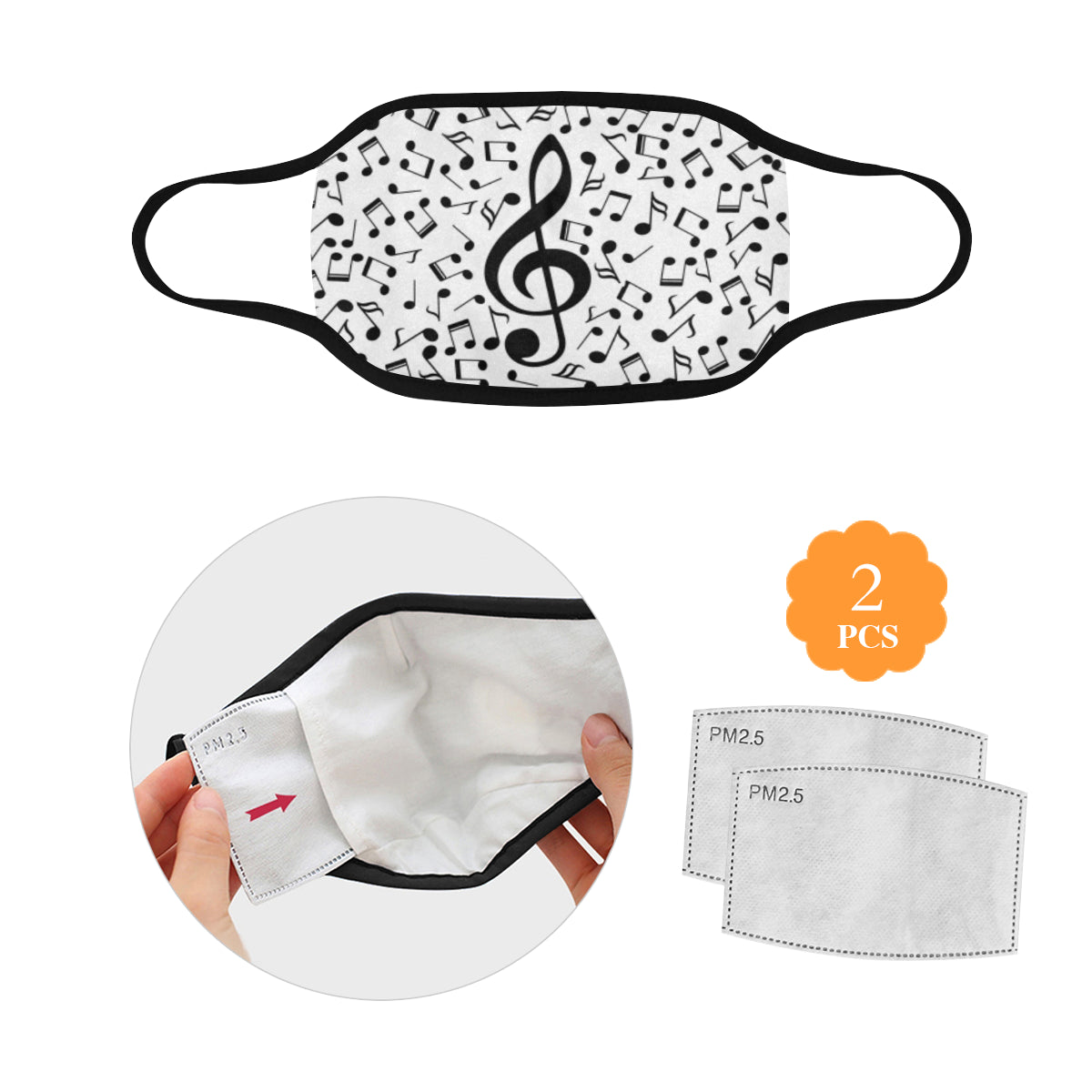 Musical Notes White Mask