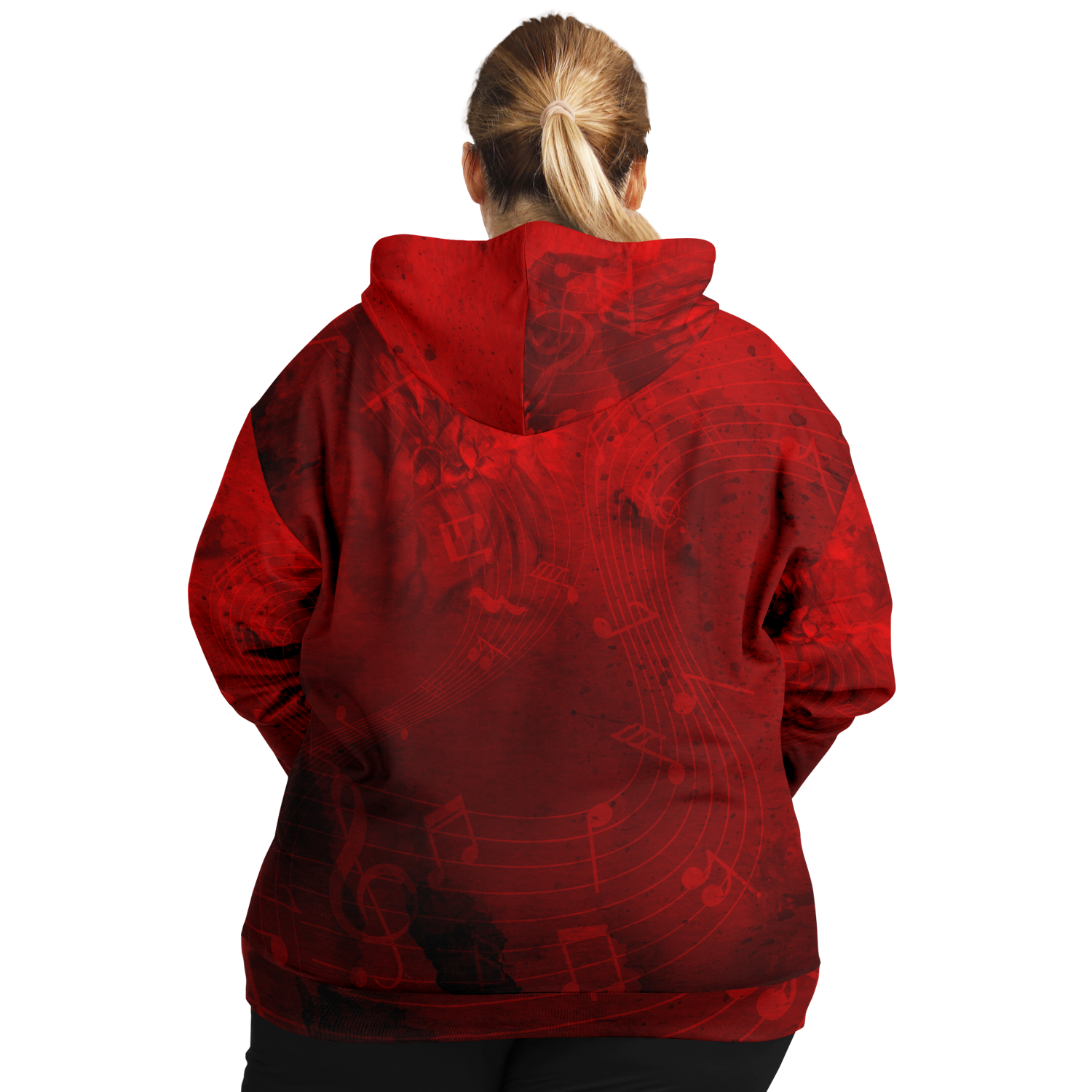 Treble Clef Music Red Zip Hoodie