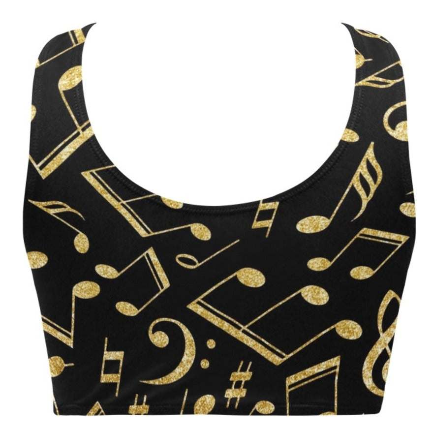 Music Notes Black Bikini Top
