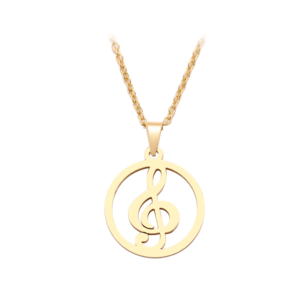 Free - Music Notes Round Necklace