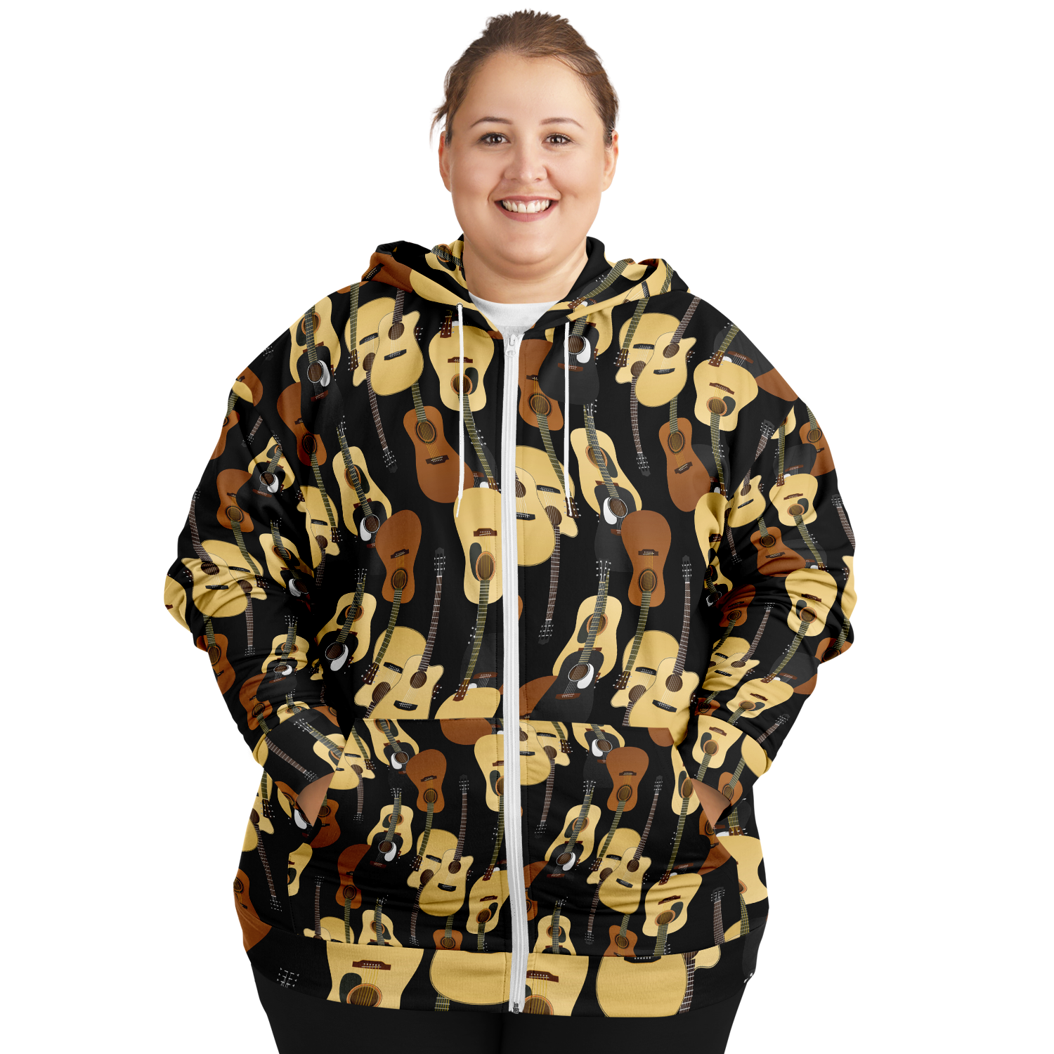 Guitar Wave Plus-Size Zip Hoodie