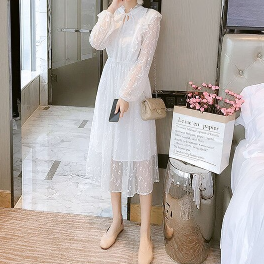 Elegant Long Sleeve Music Notes Dress