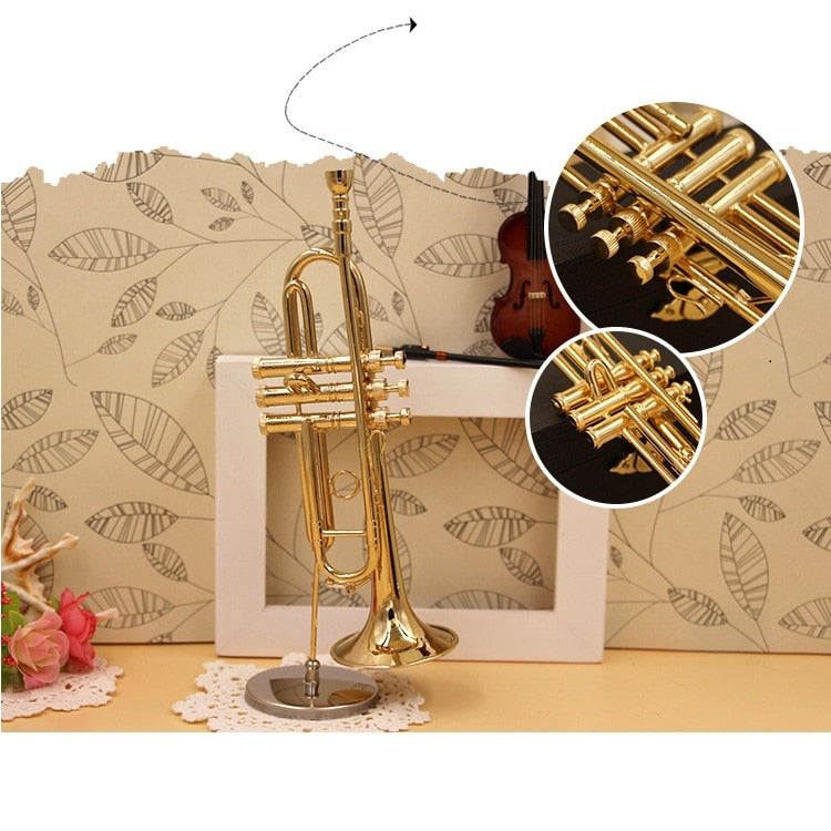 Trumpet Instrument Display Mini Trumpet Model Miniature - Artistic Pod